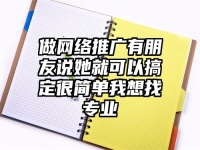 做網(wǎng)絡推廣有朋友說她就可以搞定很簡單我想找專業(yè)